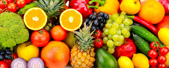 一系列蔬菜和水果,优质蛋白和矿物质